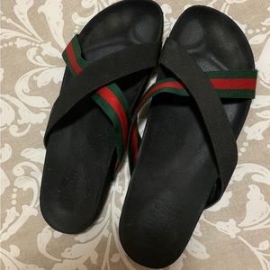 Gucci Men’s Black Cross Strap Slide Sandals